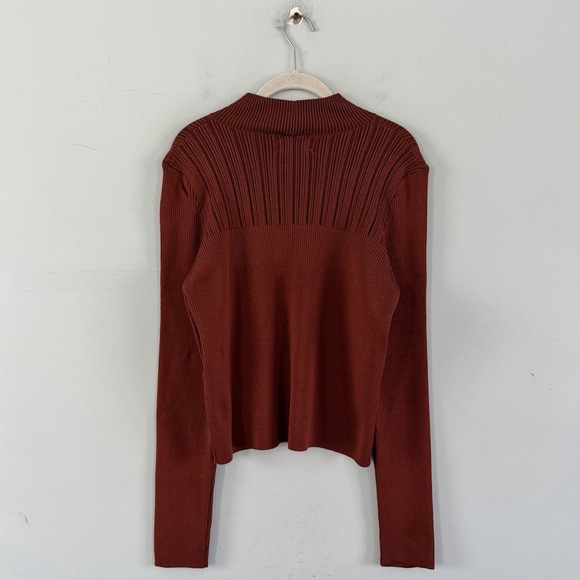 NWT Anthropologie Long Sleeve Corset Rust Orange Turtleneck Sweater - Picture 4 of 7
